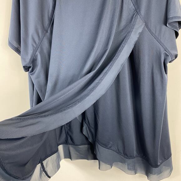 Livi Active Lane Bryant Plus Size 22 24 Mesh Hem V-Neck Top Navy Blue - Picture 3 of 4